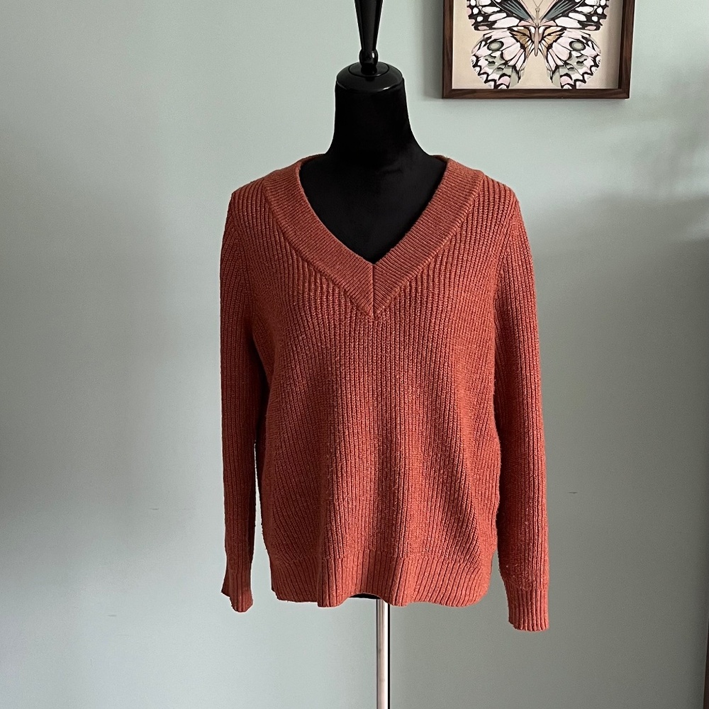 Philosophy Rust V-Neck Pullover Sweater M